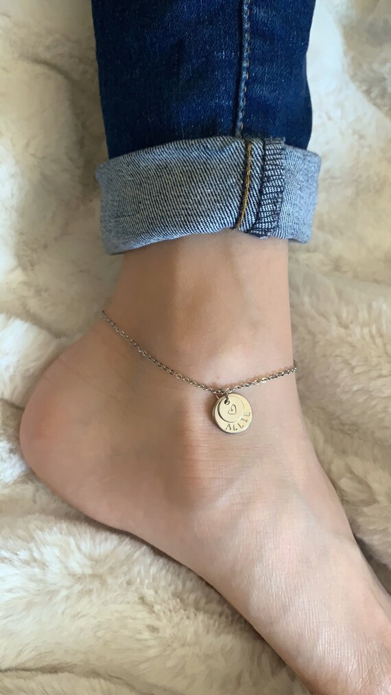 Buy Personalized Layered Charm Anklet Initial Name Date Anklet