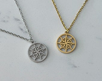 Compass Pendant Necklace | Travel North Star Jewelry | Traveler's Pendant Charm | Gifts for Her Him  | Wanderlust Explorer Compass Pendant