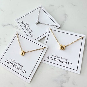 Brautjungfer Vorschlag Initial Charm Halskette Brief Anhänger | Personalisierte Monogramm Halskette | Willst du meine Brautjungfer Geschenk für ihre Hochzeit sein?