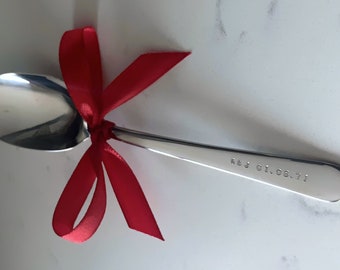 Personalized Spoon | Custom Handstamped Teaspoon | Engraved Gifts | Custom Wedding Anniversary Love Birthday | Gifts for Her Him Bestfriend