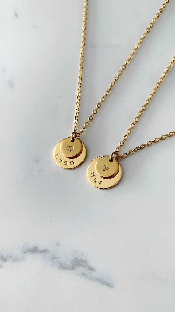 Custom Hand Stamped Name or Initial Circle Charm Custom Hand Stamped Name or Initial Circle Charm