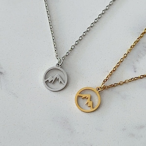 Mountain Pendant Necklace | Travel Nature Necklace Jewelry | Wanderer Explorer Pendant Charm| Gifts for Her Him | Wanderlust Mountain Peak