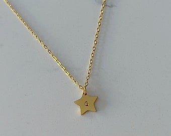 Collar colgante inicial de estrella personalizado / Joyería de letras con sello de mano de estrella personalizada / Regalos de cumpleaños para sus parejas / Amor de aniversario