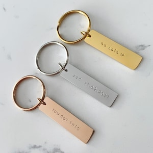 Personalized Keychain | Custom Engraved Name Date Message Keychain | Hand Stamped Keychain | Gifts for Her | Gifts for Him | Men&#39;s Keychain