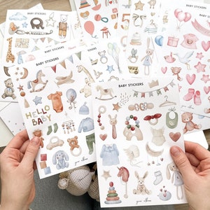 Baby Shower gift - Baby Scrapbook Stickers, Baby Boy sticker sheet,  pregnancy scrapbook sticker babyalbum, baby book sticker newborn