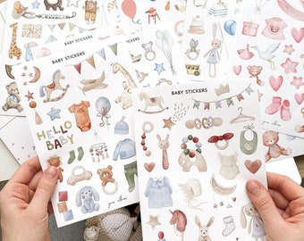 Baby Shower gift - Baby Scrapbook Stickers, Baby Boy sticker babyalbum, baby book sticker