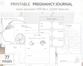 pregnancy journal printable, monthly pregnancy planner, my pregnancy journal, pregnancy book, pregnancy monthly milestone