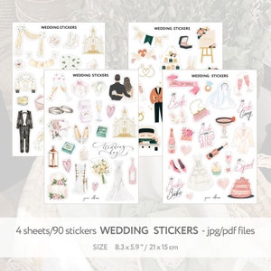 wedding sticker digital for planner bride to be sticker sheet, engagement stickers for planner, digital wedding scrapbook, wedding clip art