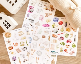 Scrapbook Sticker Cooking - Recipe stickers, Cookbook sticker, Cooking stickers for recipe journal, Baking Sticker set