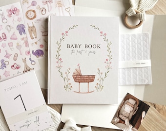 livre pour bébé première année, livre de souvenirs pour bébé, cadeau de baptême pour petite fille, album photo pour bébé première année, nouveau livre de souvenirs pour bébé, cadeau pour nouveau-né