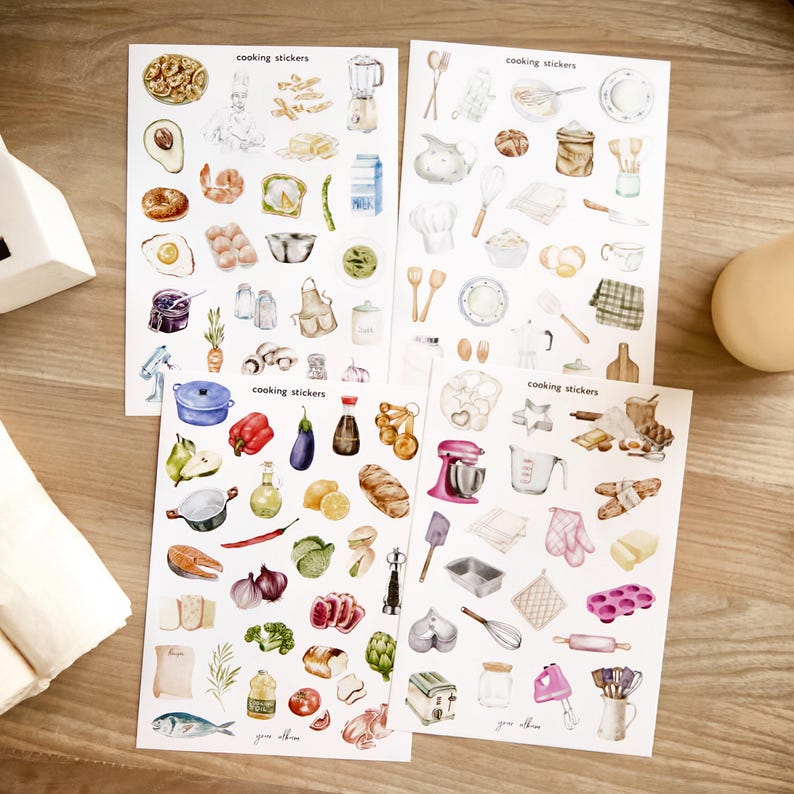 Cooking Sticker Scrapbook - Food Stickers, Cookbook Sticker, Cooking ...