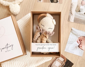 Personalized Grandparents Reveal Box, Pregnancy Announcement box, Baby Reveal with Crochet Toy, Baby Announcement