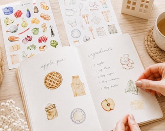 Scrapbook Sticker Cooking - Cookbook sticker, Recipe Book stickers, Baking Sticker set, Cooking stickers for recipe journal, Sticker Kitchen