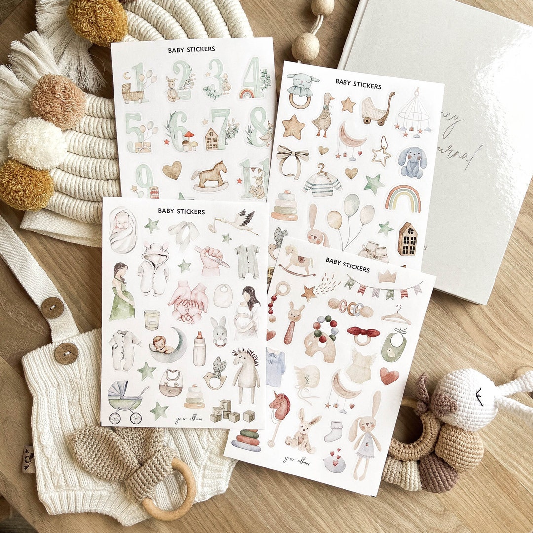 10 Sheets Baby Boy Scrapbook Stickers, Various Designs Toddler Decals Adorable Scrapbook Supplies For Newborn Memory Keeping, Baby Boy Shower, Pregnancy Planner & First Year Journaling