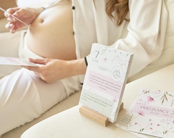 Pregnancy Prayer Cards - christian Expecting mom gift, Pregnancy Announcement gift Bible Cards Weekly Affirmations