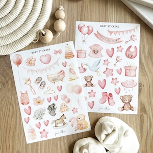 Pegatinas para álbum de recortes de bebés, pegatinas para álbum de recortes de bebés, pegatinas para álbum de recortes de bebés, pegatinas rosas para fiesta de género de niña, kit de álbum de recortes para bebés