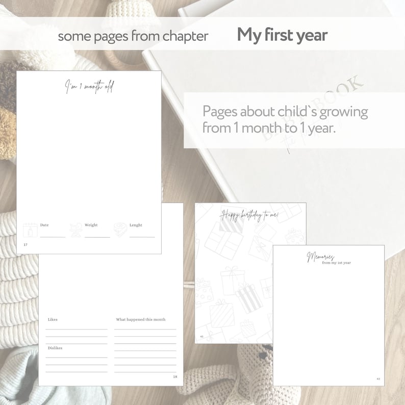 Baby First Year Book, Printable Baby Book First Year, Single Mom Baby ...