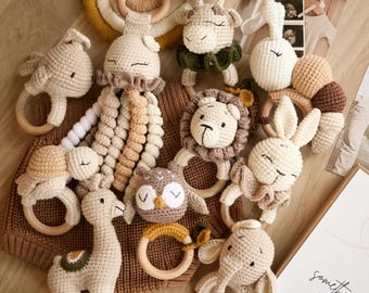 Crochet Baby Rattle, Gender neautral baby gift, Organic Baby teether