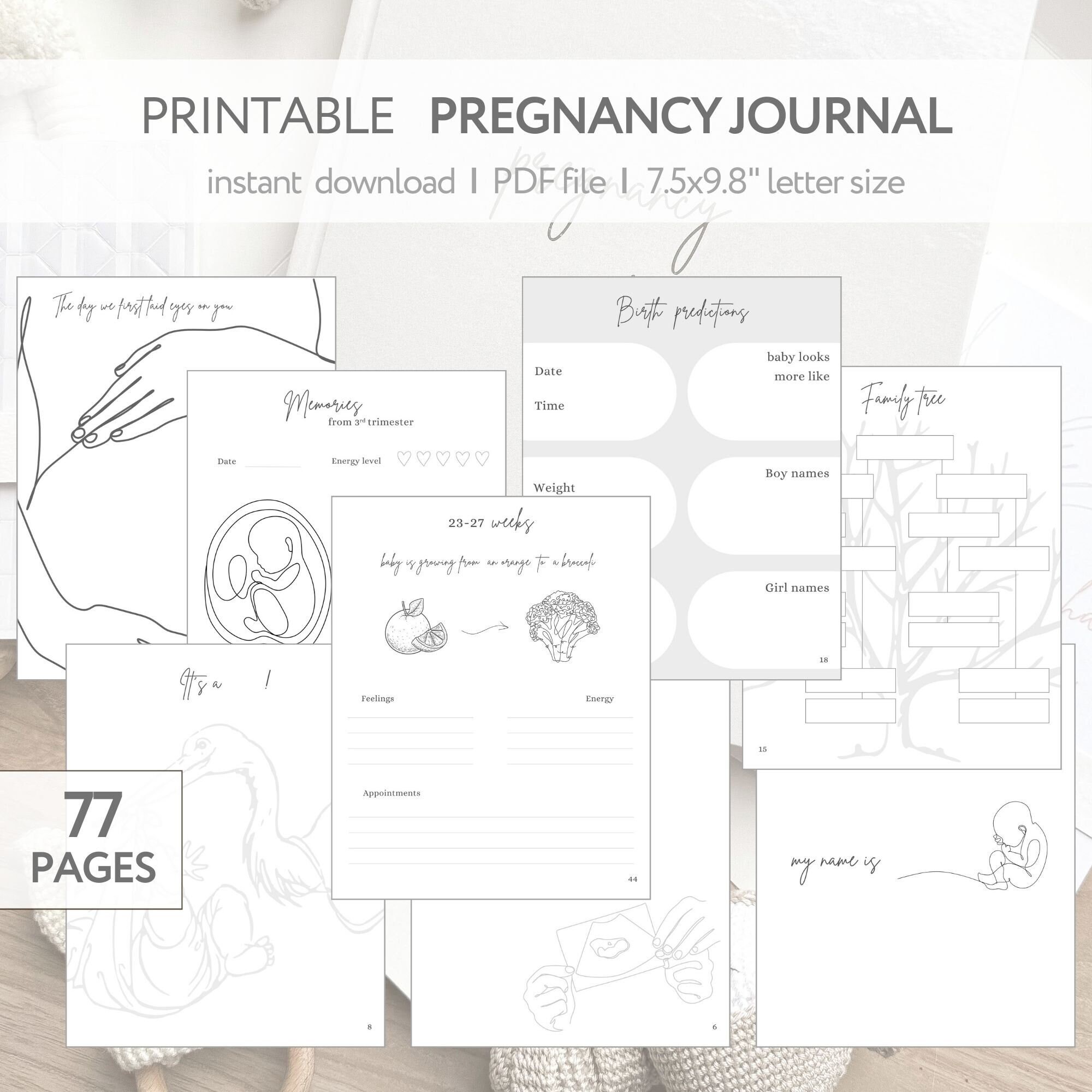 Pregnancy Journal Printable, Monthly Pregnancy Planner, My Pregnancy Journal, Pregnancy Book ...