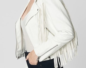 white fringe jacket womens