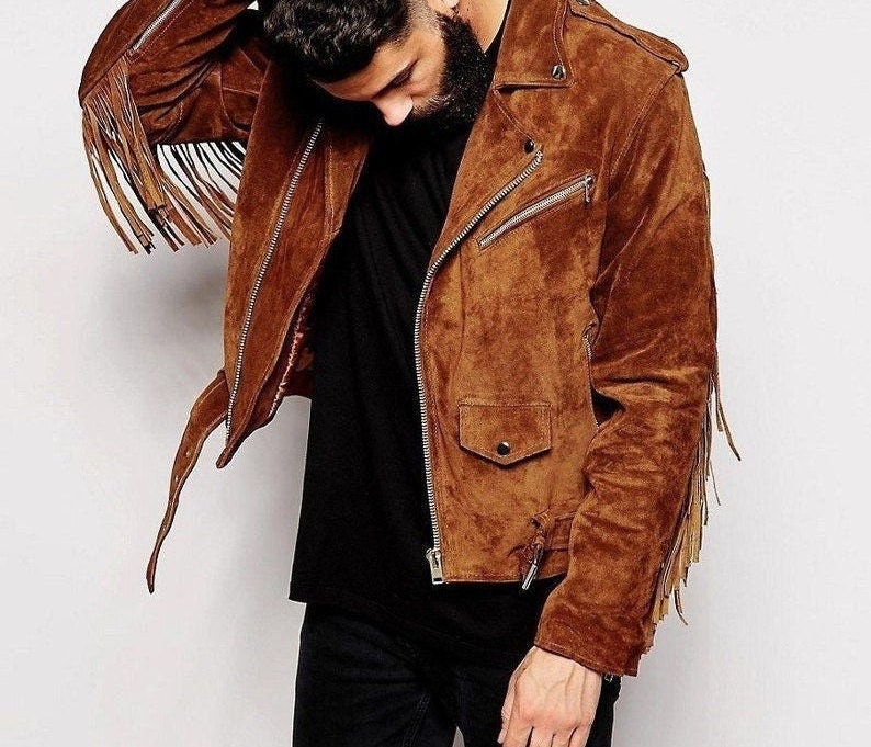 Genuine Suede Leather Fringe Jacket 