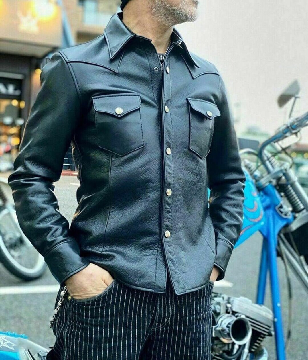 Men's Genuine Cowhide Leather Shirt Unisex Shirt Leather - Etsy