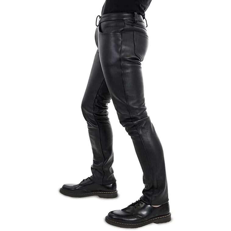 Black Lederhose Leather Pants Men Jeans Tube Skinny Slim Fit - Etsy UK