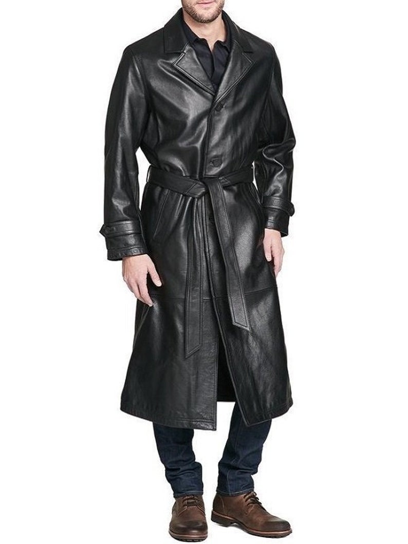 Men's Black Genuine Lambskin 100% Real Soft Leather Trench - Etsy