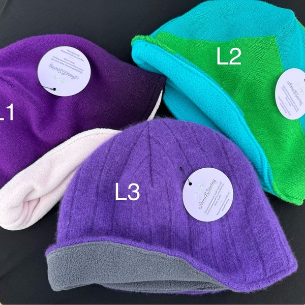 Large Upcycled Fleece Lined Sweater Hats