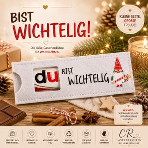 Filz Geschenktasche Weihnachten Bist Wichtelig | Schokoladenhülle Nikolaus Wichtelgeschenk Weihnachtsfeier Gastgeschenk Filz