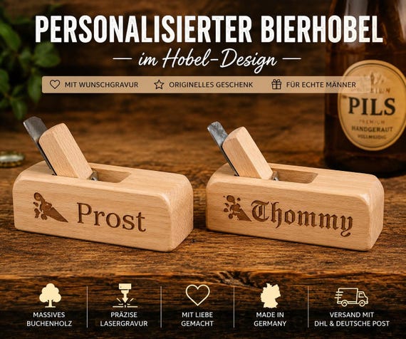 Personalized beechwood bottle opener | Gift for men, dad, grandpa | Engraved bottle opener | Father's Day, birthday, wood