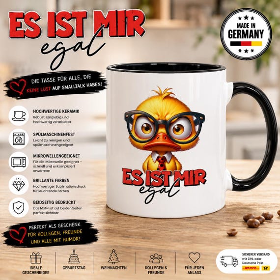 Funny mug "I don't care" Gift for colleagues Office humor slogan mug Chick Coffee mug Personalizable color selection Made in Germany