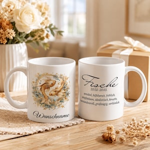Sternzeichen Tasse personalisiert mit Name | Horoskop Geschenk | Zodiac Tasse | Astrologie Geschenk