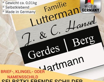 Namensschild Pokalschild Klingelschild Briefkastenschild Türschild | selbstklebend Acryl mit Gravur | personalisiert wetterfest 0,8mm 1,6mm