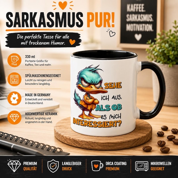 Sarcasm Duck Mug | Do I look like I care? | Funny Coffee Mug | Gift for Colleagues | Humor Mug