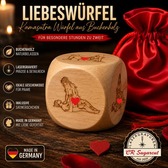 Liebeswürfel aus Holz | Erotik Würfel für Paare | Liebesspiel Würfel | Geschenk für Partner | Valentinstag & Jahrestag | 4 x 4 cm