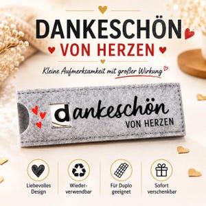 Dankeschön Geschenk Duplo Verpackung Filz kleine Aufmerksamkeit Kollegen Geschenk Mutmacher Geschenk Danke von Herzen Schokoriegel