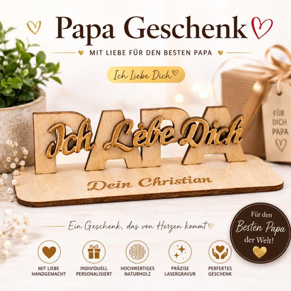 Personalized wooden sign for Dad, "I love you Dad", Father's Day gift with name, wooden stand for Dad, gift from children