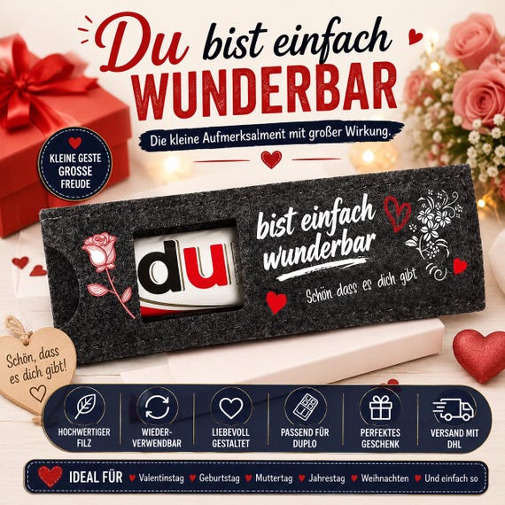 Duplo banderole "You are simply wonderful" – felt gift wrapping for Duplo chocolate bars – gift for your loved one, girlfriend
