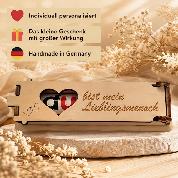 Personalized wooden Duplo gift box | Custom text laser engraving | Gift for loved one, girlfriend, boyfriend, mom, dad