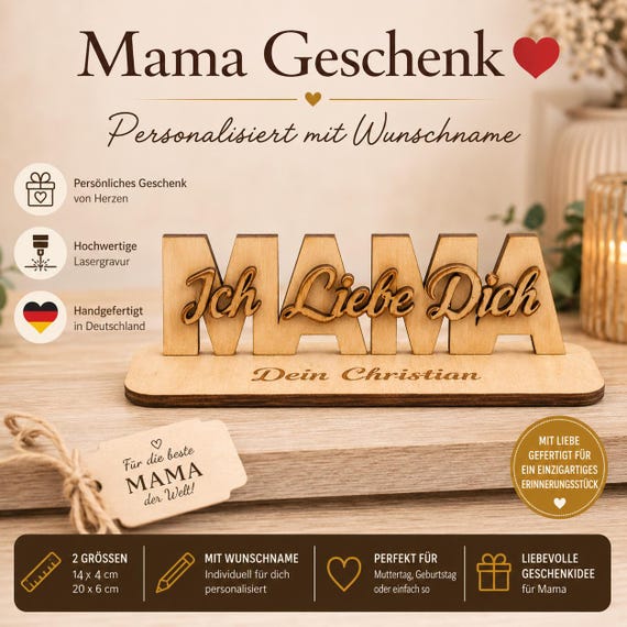 Personalized wooden sign with name for Mom | I love you Mom | We love you Mom | Mother's Day wooden gift | Gift for Mom