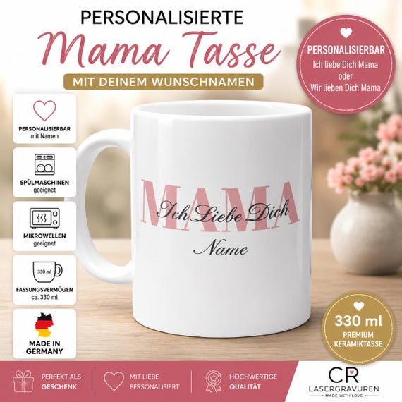 Personalized Mom Mug with Name | I Love You Mom | We Love You Mom | Mother's Day Gift | Birthday Gift | Ceramic Mug