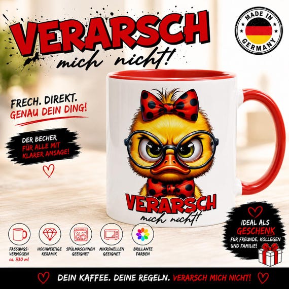 Funny "Don't Mess With Me" Mug - Cheeky Coffee Mug with Angry Chick | Humorous Gift for Colleagues, Office, Sarcasm Mug