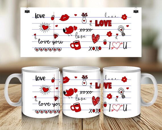 Love Mug Valentine's Day Gift for Girlfriend | Cute Ceramic Coffee Mug with Heart Design | Romantic Gift for Wife