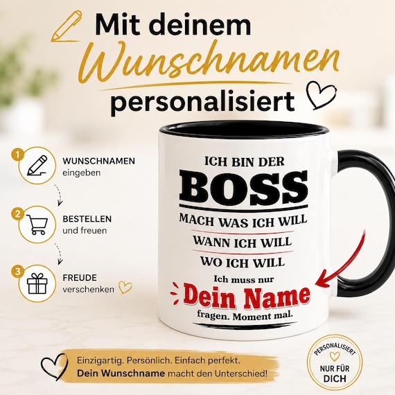 Personalized "I'm the Boss" Mug – Funny Boss Mug with Name – Gift for Boss, Office, Work, Colleagues, Humor
