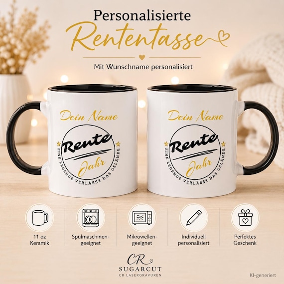 Personalized retirement mug with name | Retirement gift | Retirement mug | Farewell to colleague | Pension gift | Coffee mug