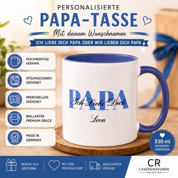 Personalized Dad Mug with Name | I Love You Dad | We Love You Dad | Father's Day Gift | Birthday Gift | Ceramic Mug