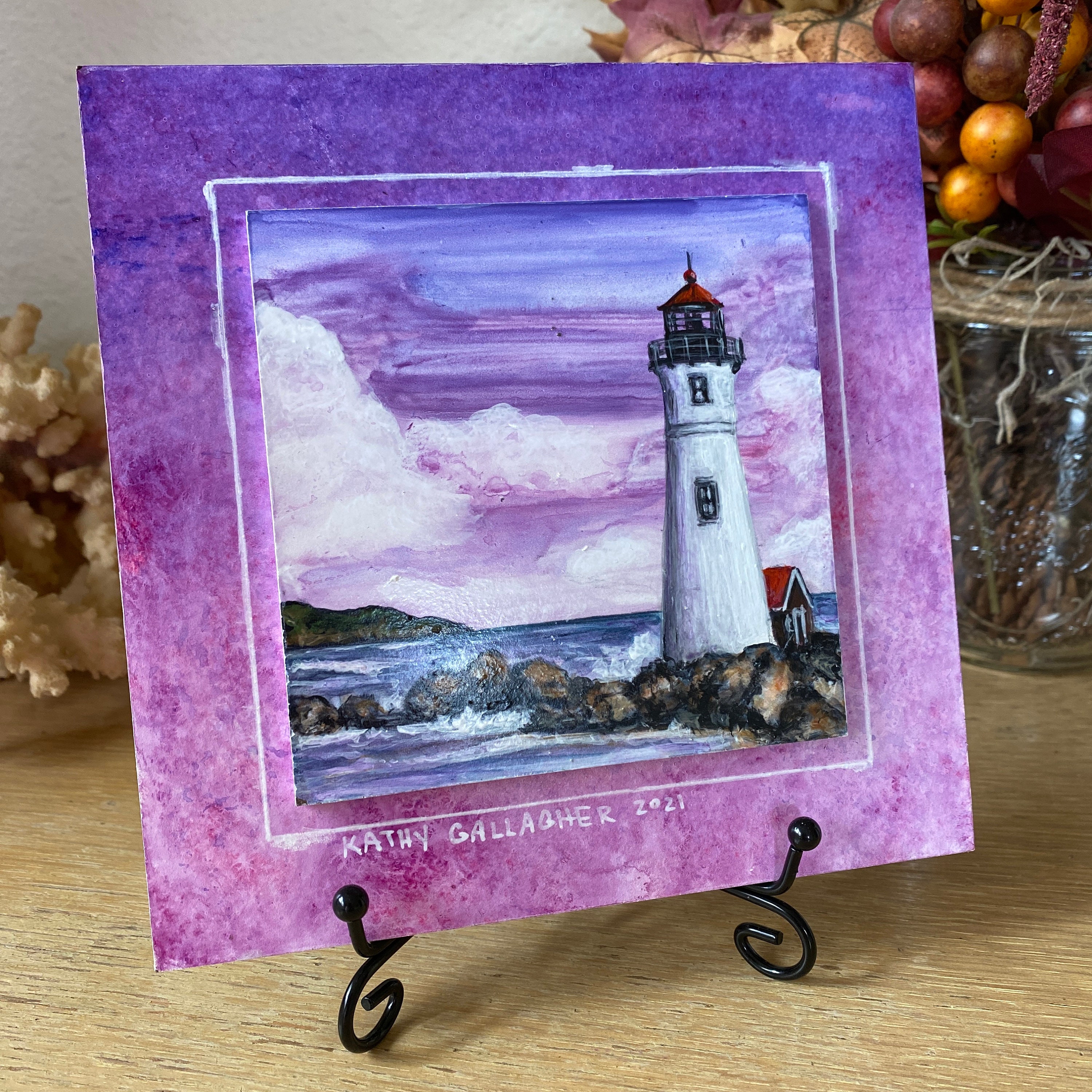 Lighthouse Original Painting Lighthouse Art, Coastal Art, Beach