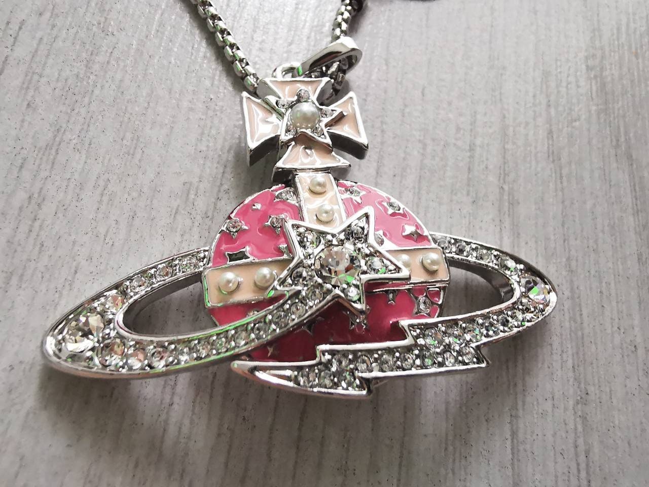 Large Orb Bas Star Pearl Necklace pink Vivienne westwood | Etsy