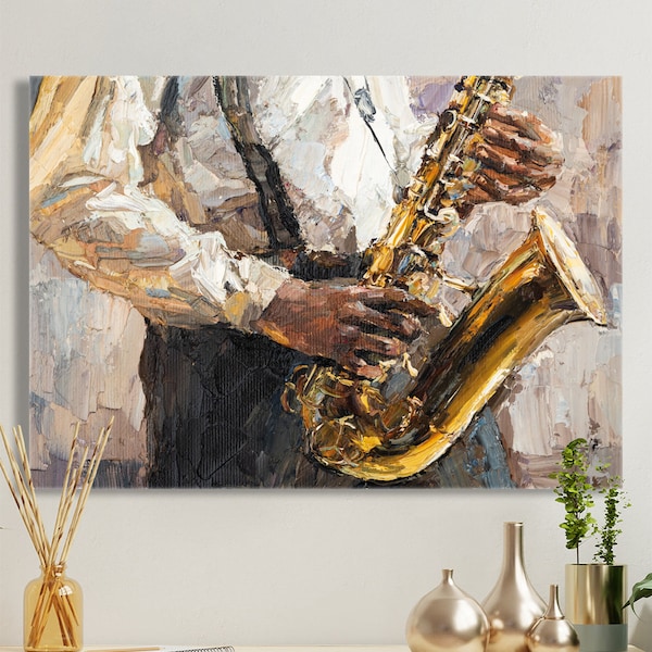 Leinwandbild Saxofonist 1 Keilrahmen Gemälde